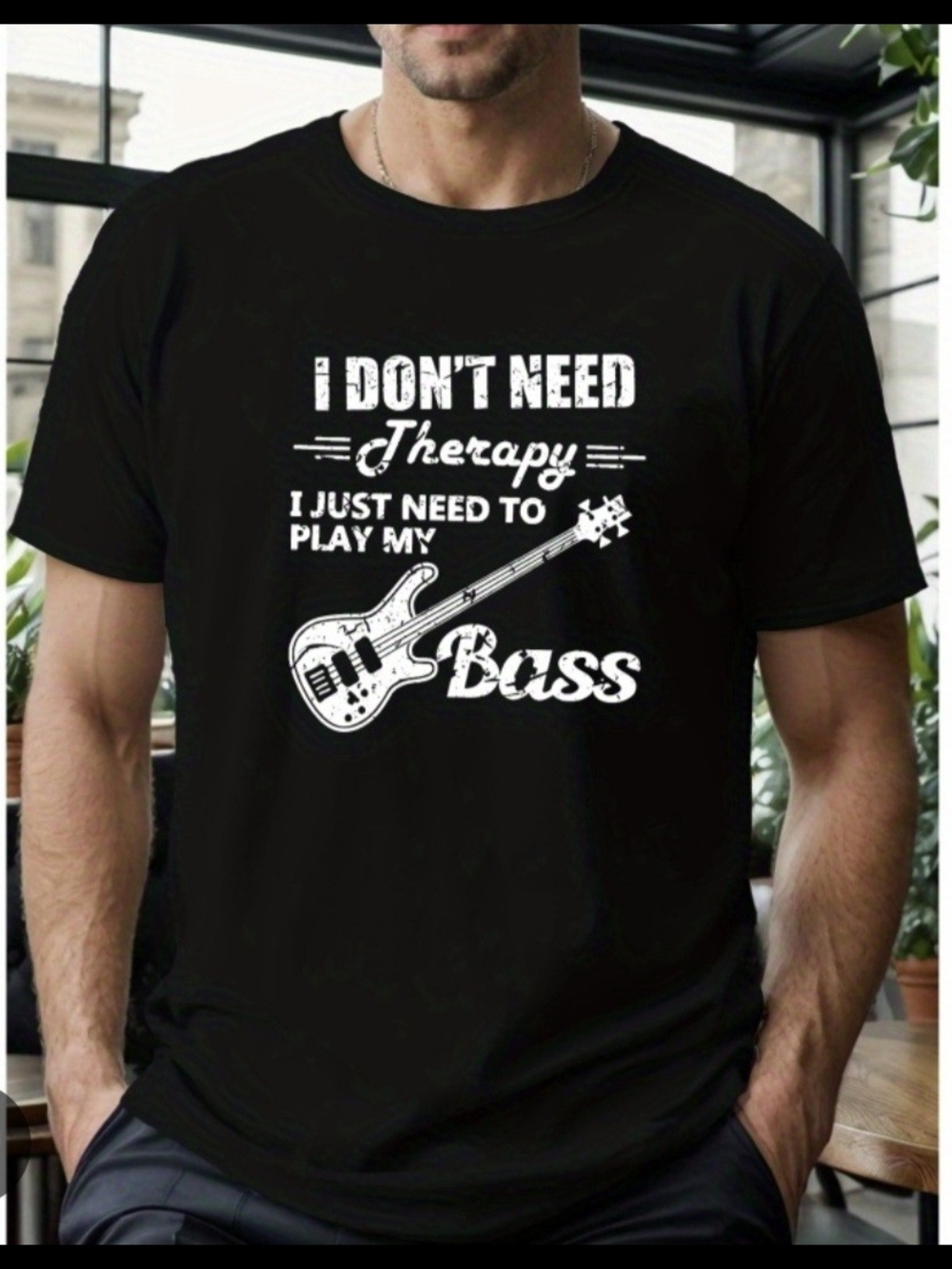 "I Don't Need Therapy I Just Need To Play My Bass" Graphic Tee | Size Medium